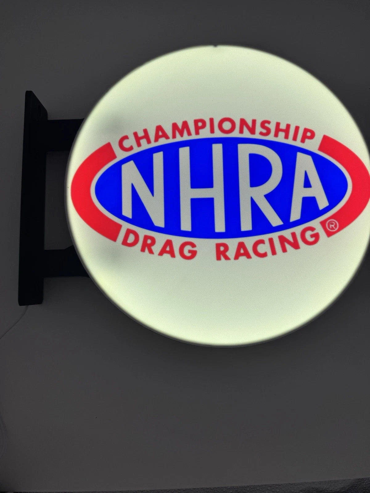 NHRA Drag Racing Pub Style Dual Side Light Up LED Sign Bar Man Cave Wall Decor