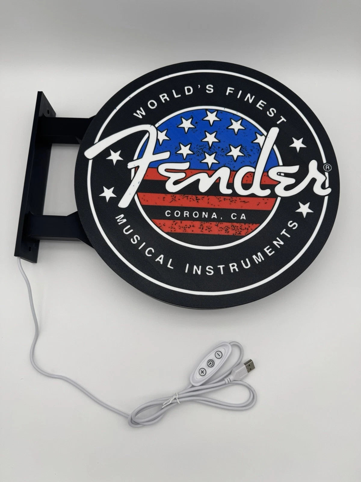 Fender Guitars 13”  Pub Style Dual Side Light Up LED Sign Gas Station Mancave