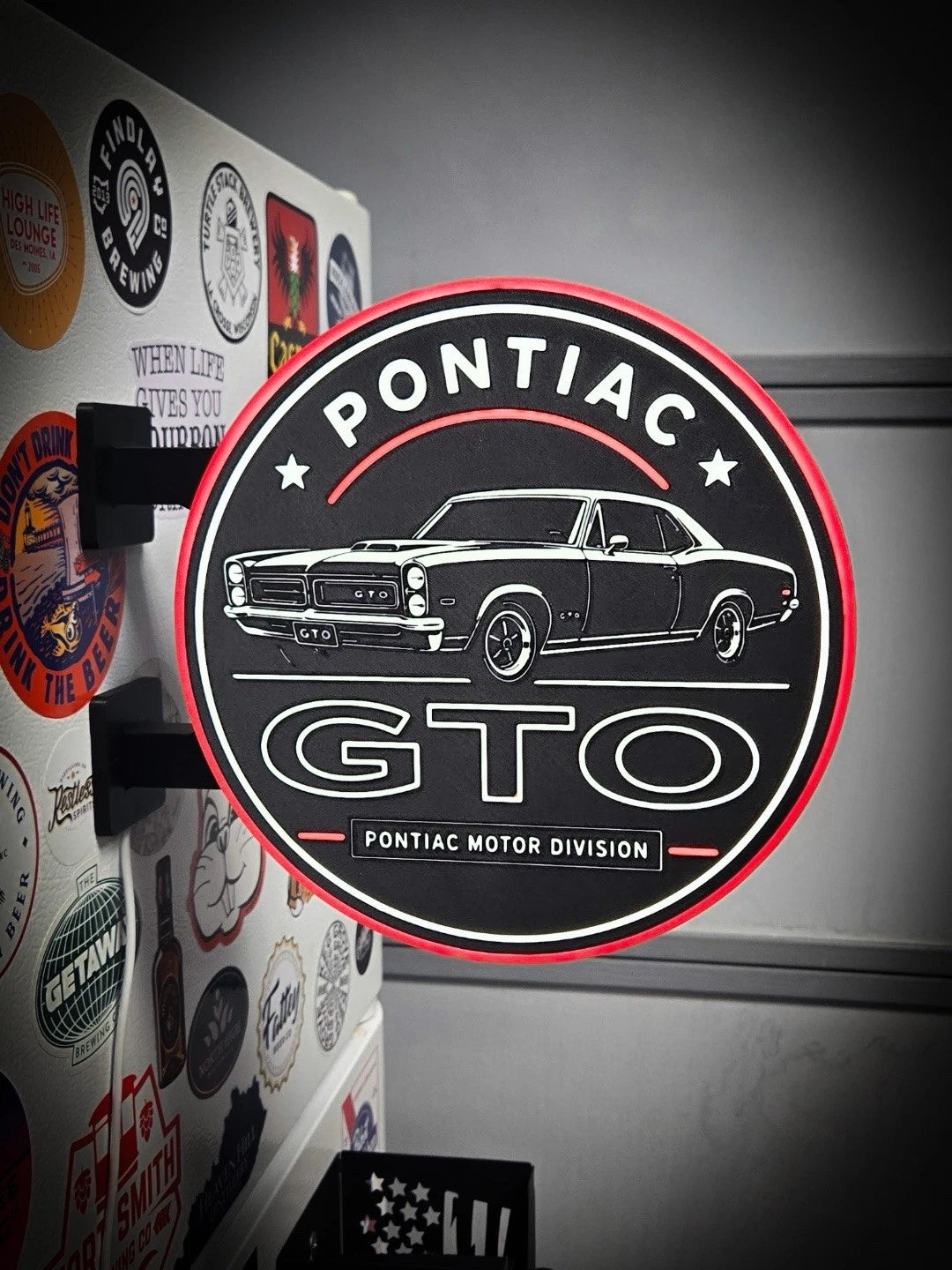 Pontiac GTO 13”  Pub Style Dual Side Light Up LED Sign Pub Bar Mancave
