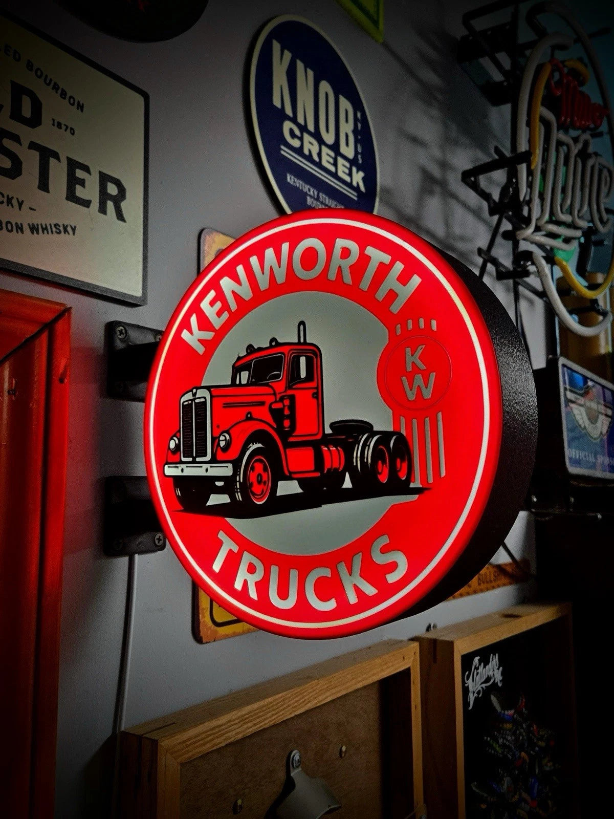 Kenworth Trucks 13”  Pub Style Dual Side Light Up LED Sign Pub Bar Mancave