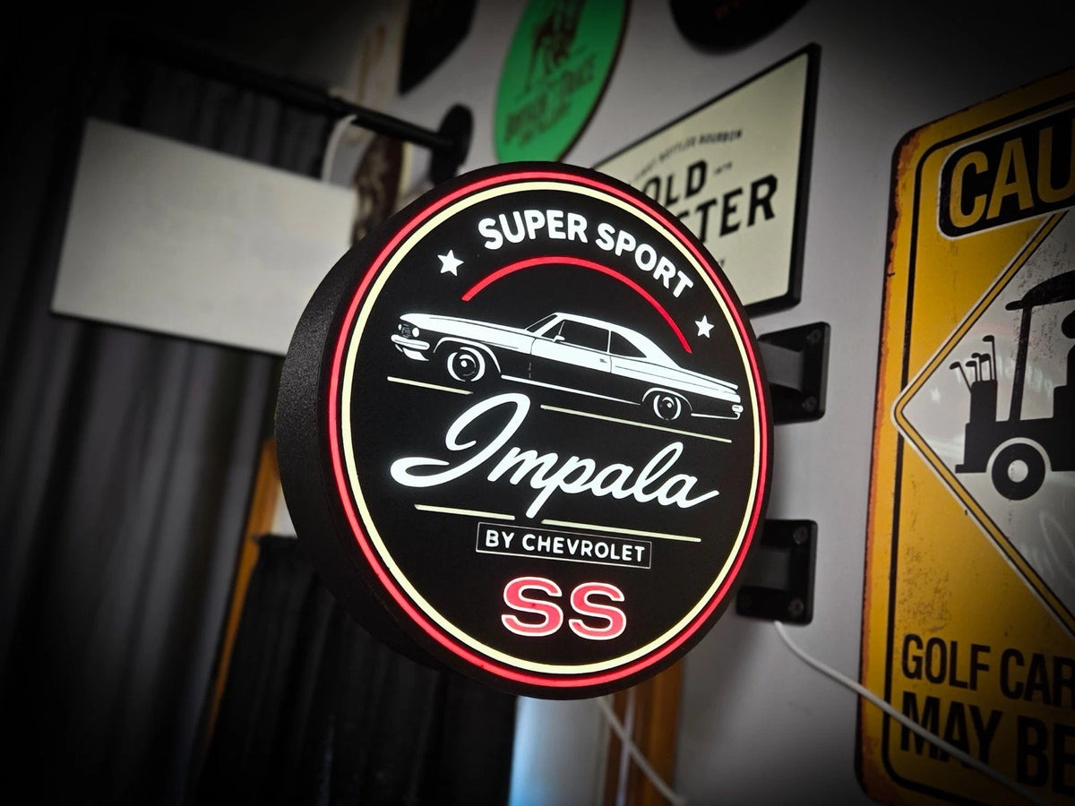 Chevrolet Impala SS - 13”  Pub Style Dual Side Light Up LED Sign Pub Bar Chevy