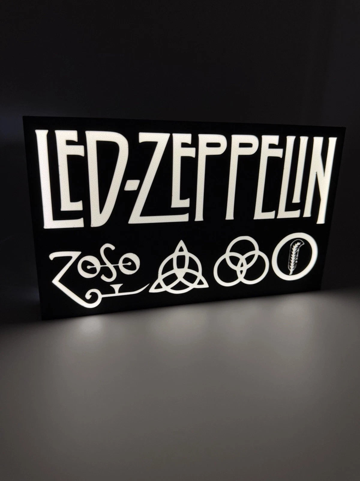 Led Zeppelin -  Light Up LED Sign With USB Plug - Black- Classic Rock Decor Zoso