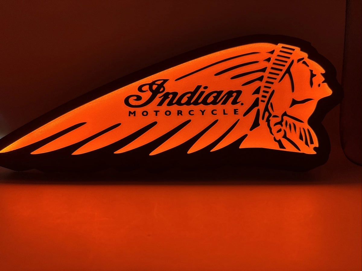Indian Motorcycle Vintage Scout Chief - Light Up LED Neon Sign With USB Powered
