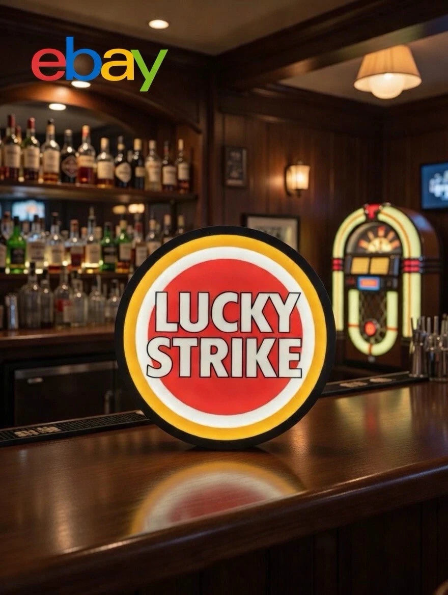 Lucky Strike - Light Up LED Sign With USB Plug - Tobacco Cigarette Lighters NEW