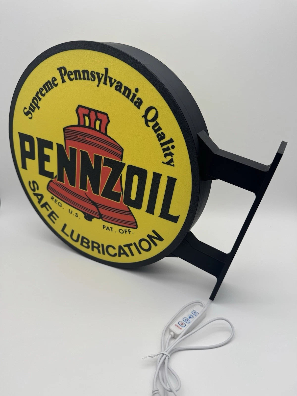 Pennzoil 13”  Pub Style Dual Side Light Up LED Sign Gas Station Pub Bar Mancave