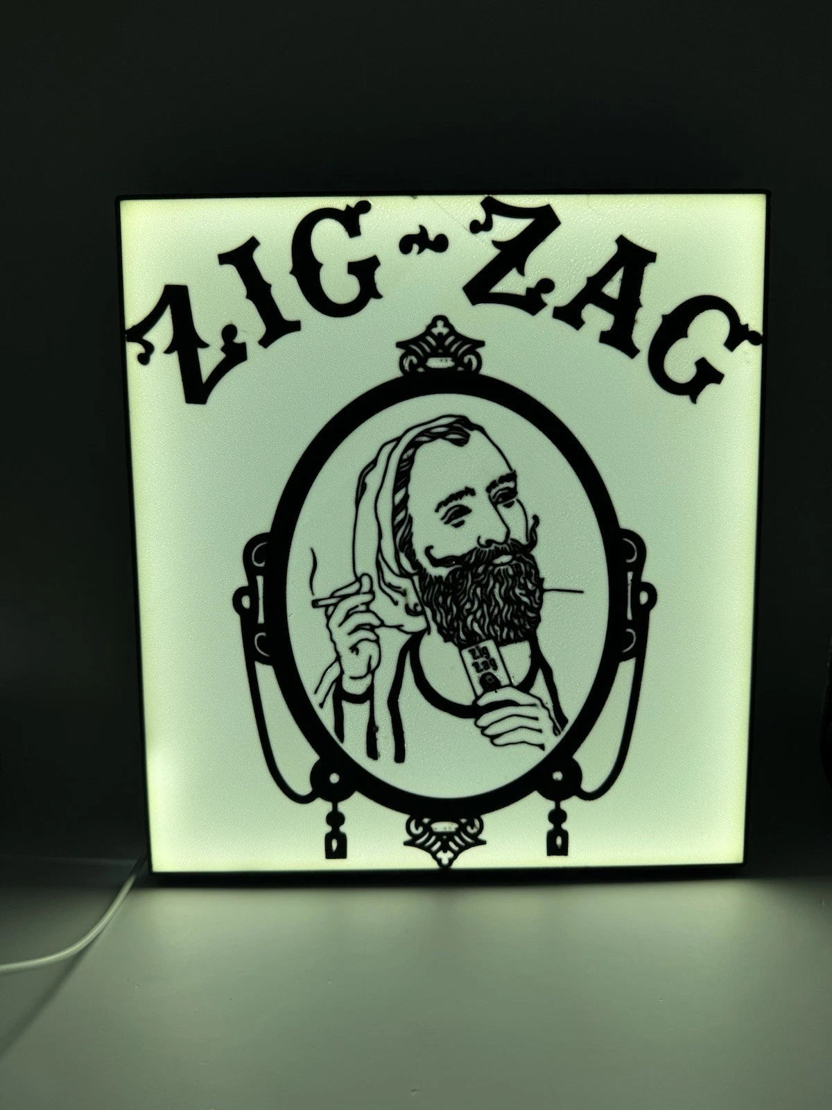 Zig Zag Man Light Up LED Neon Sign - Raw Hemp Rolling Smoking Vintage
