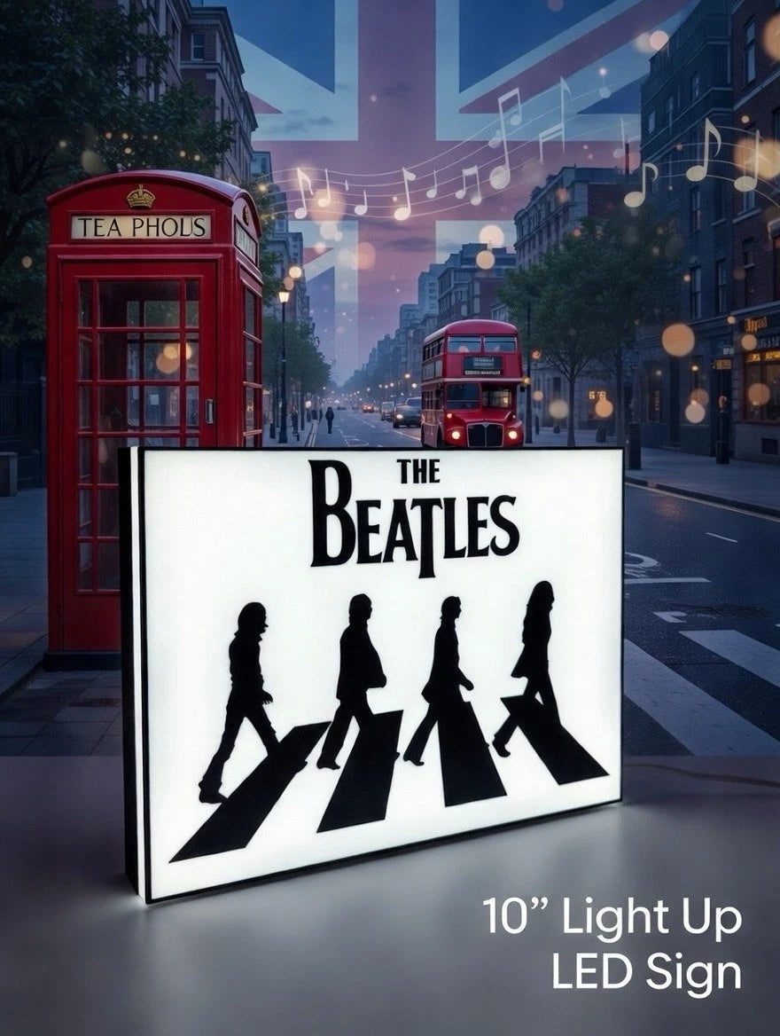The Beatles - Light Up LED Neon Sign Classic Rock John Lennon Vinyl Ringo Starr