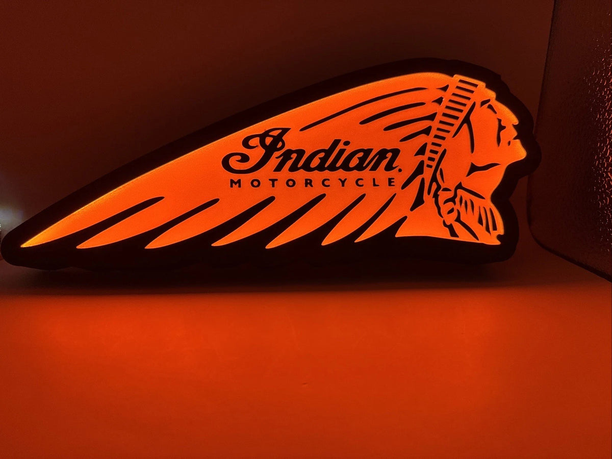 Indian Motorcycle Vintage Scout Chief - Light Up LED Neon Sign With USB Powered