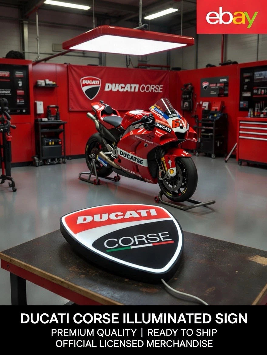 Ducati Motorcycle Corse Light Up LED Sign Monster Panigale Hypermotard Diavel