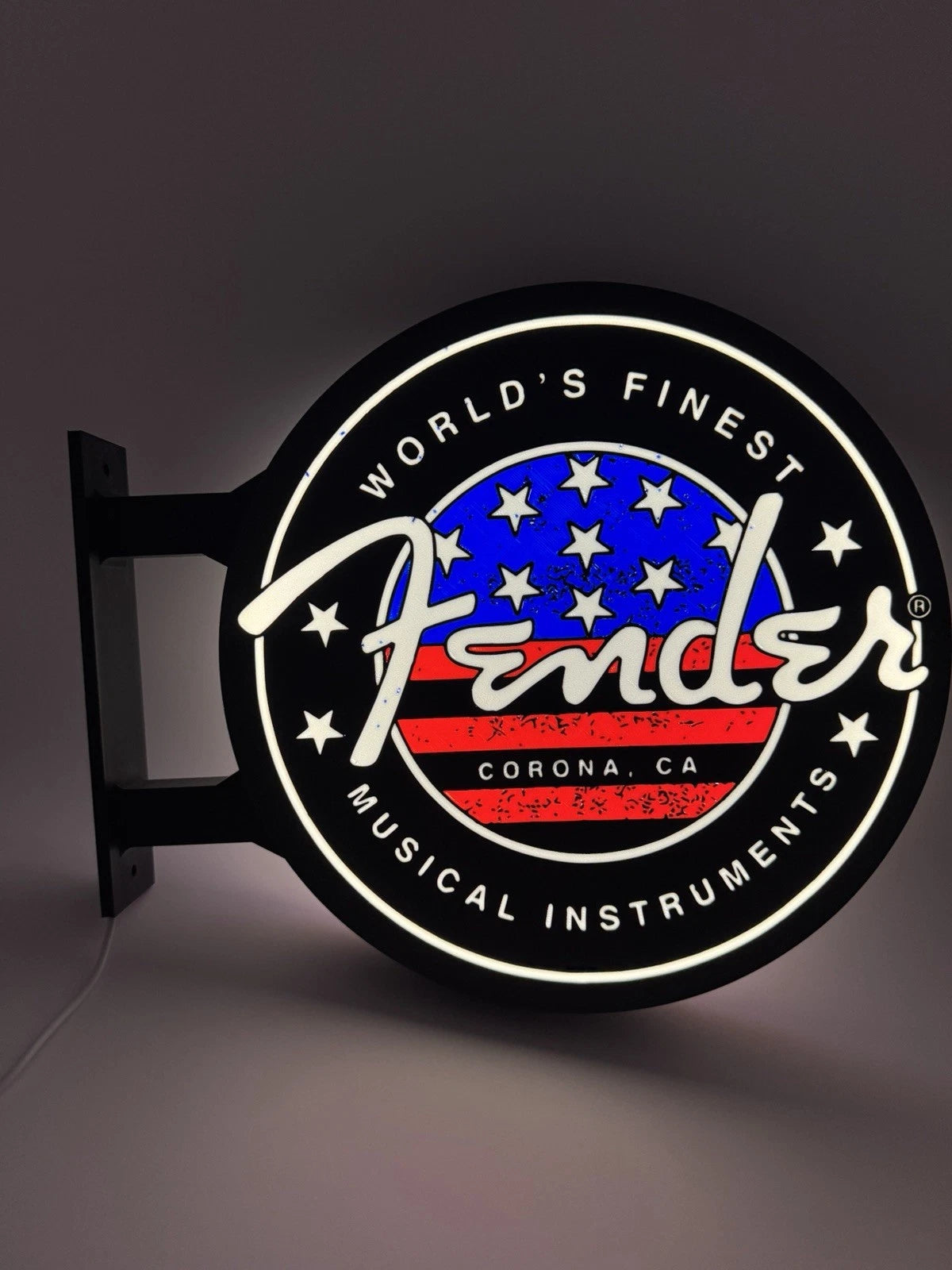 Fender Guitars 13”  Pub Style Dual Side Light Up LED Sign Gas Station Mancave
