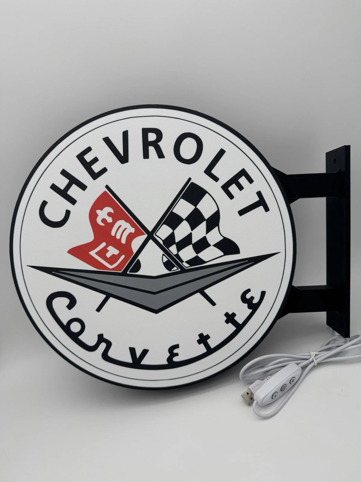 Chevrolet Corvette 13”  Pub Style Dual Side Light Up LED Sign Mancave Garage Pub