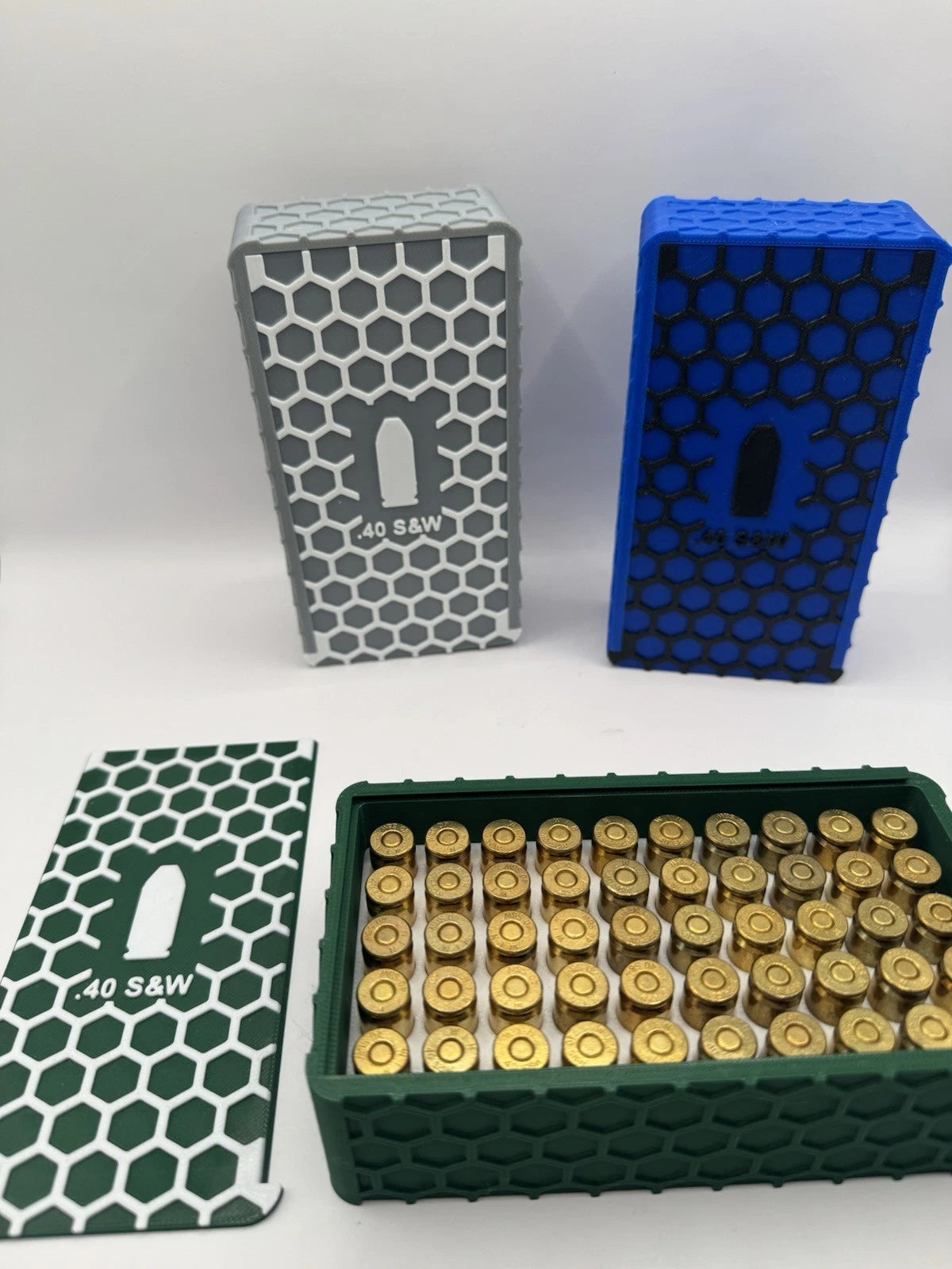 Custom 40 S&W Ammo Box Storage Case 50 Round with Custom Name Or Message On Back