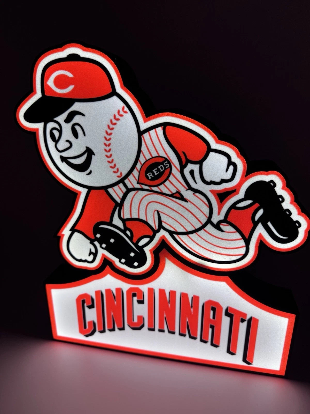 Cincinnati Reds Mr Red LED Neon Light Up Sign MLB Baseball