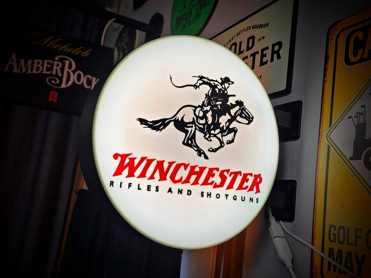 Winchester Firearms - 13”  Pub Style Dual Side Light Up LED Sign Pub Bar Mancave