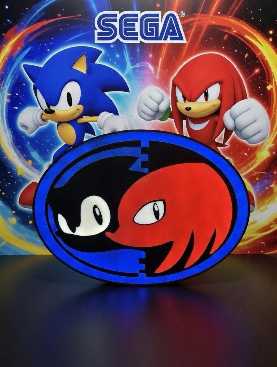 Sonic And Knuckles Light Up LED Neon Sign - Sega Classic Video Game Atari
