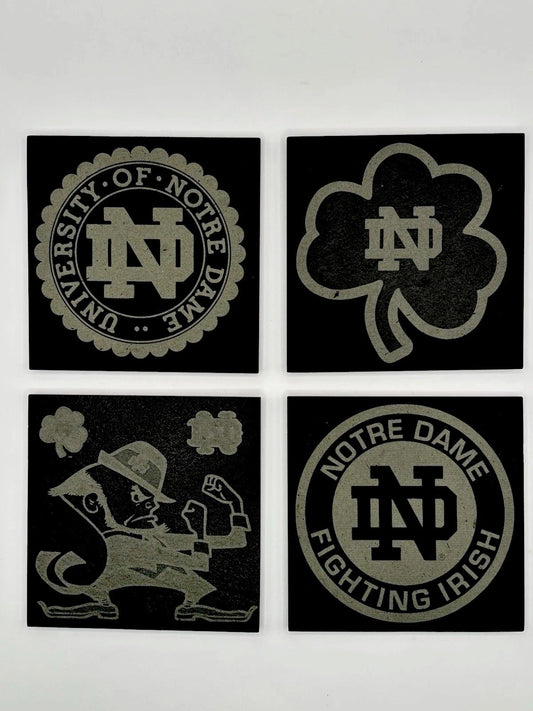 (4 Pack) Notre Dame University - Laser Engraved Slate Coasters
