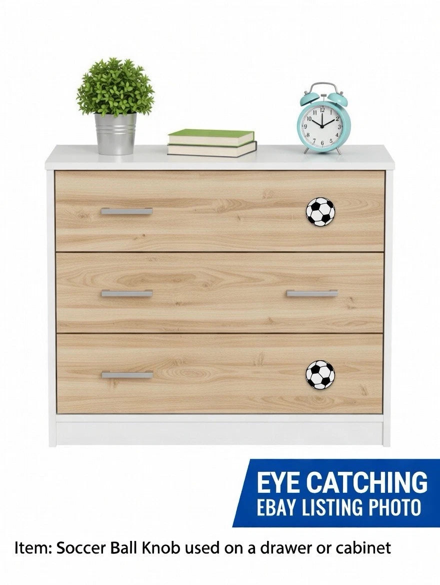 Kids Soccer Ball Drawer Pull Dresser Cabinet Knob Play Room Nursery Bedroom