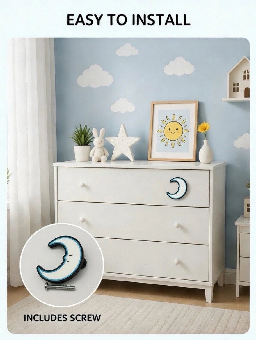 Kids Moon Ball Drawer Pull Dresser Cabinet Knob Play Room Nursery Bedroom Decor