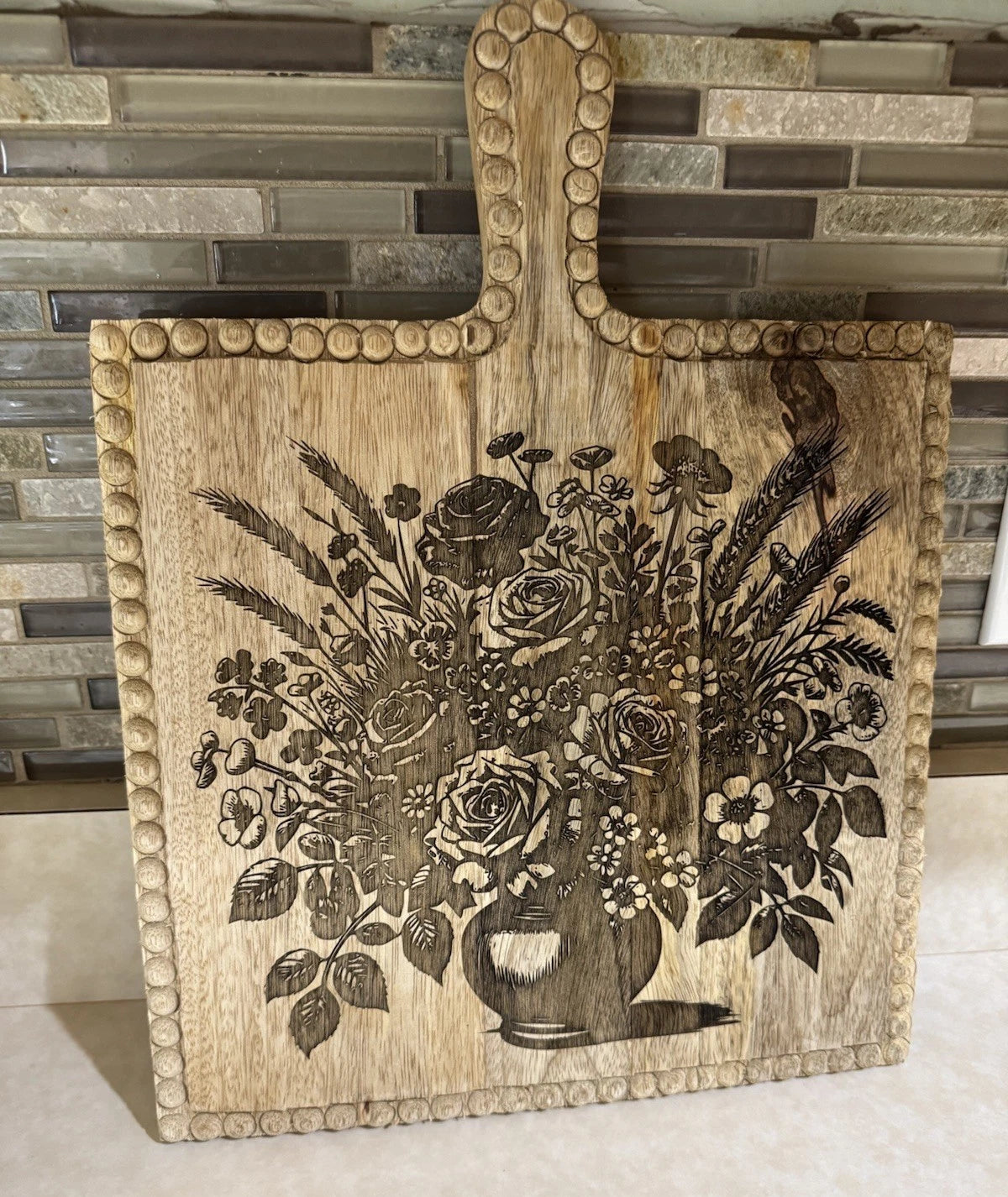 Floral Design/Rustic Wooden Chopping Board