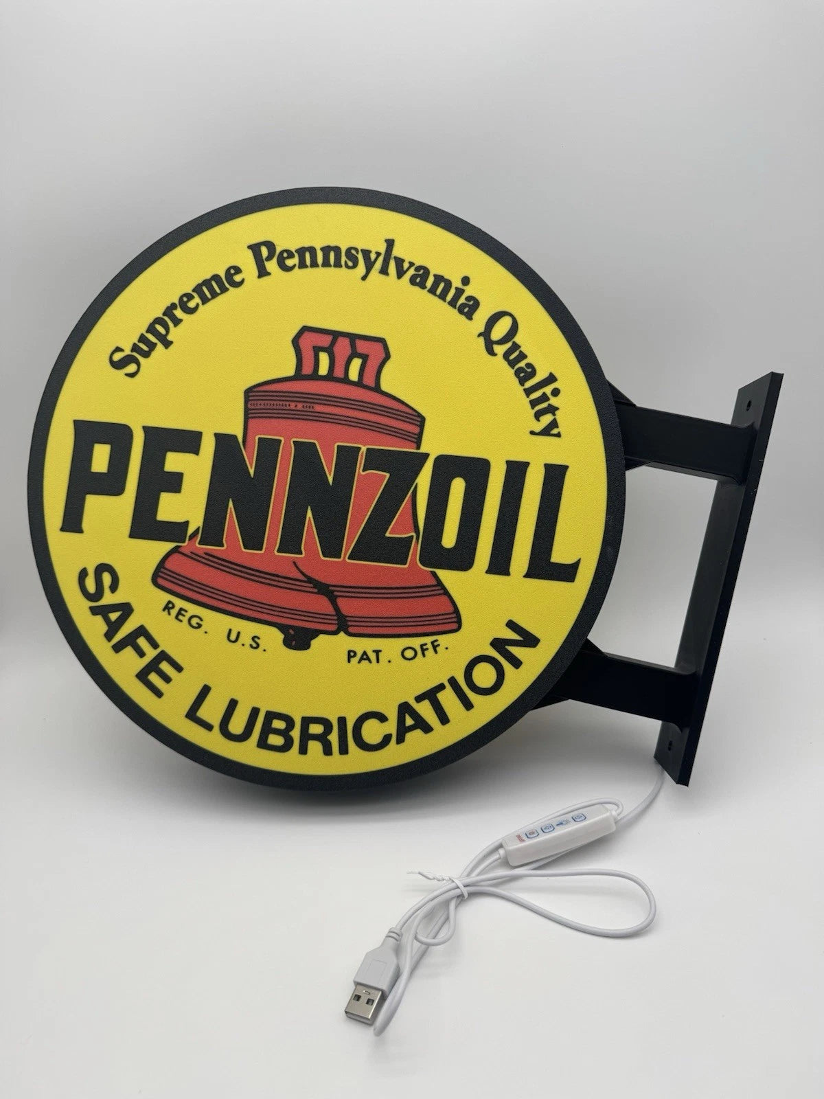 Pennzoil 13”  Pub Style Dual Side Light Up LED Sign Gas Station Pub Bar Mancave