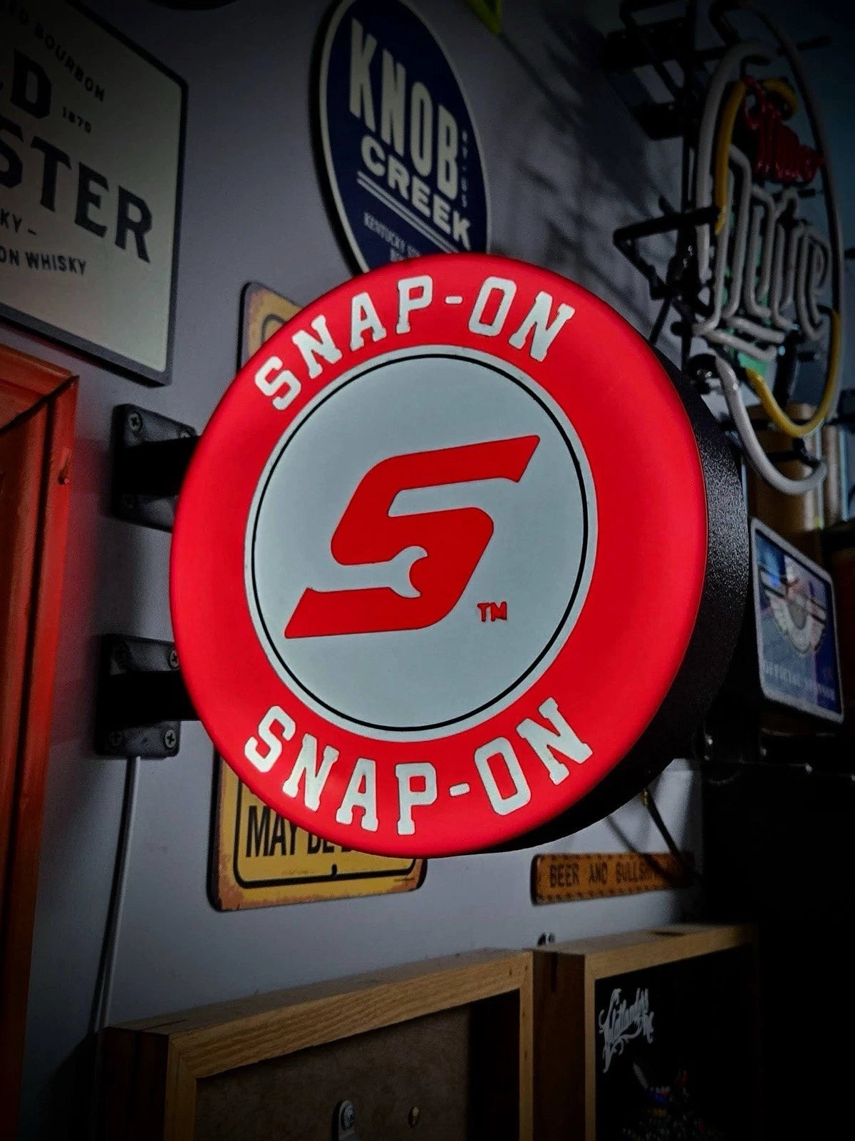 Snap On Tools 13” Pub Style Dual Side Light Up LED Sign Gas Station Mancave