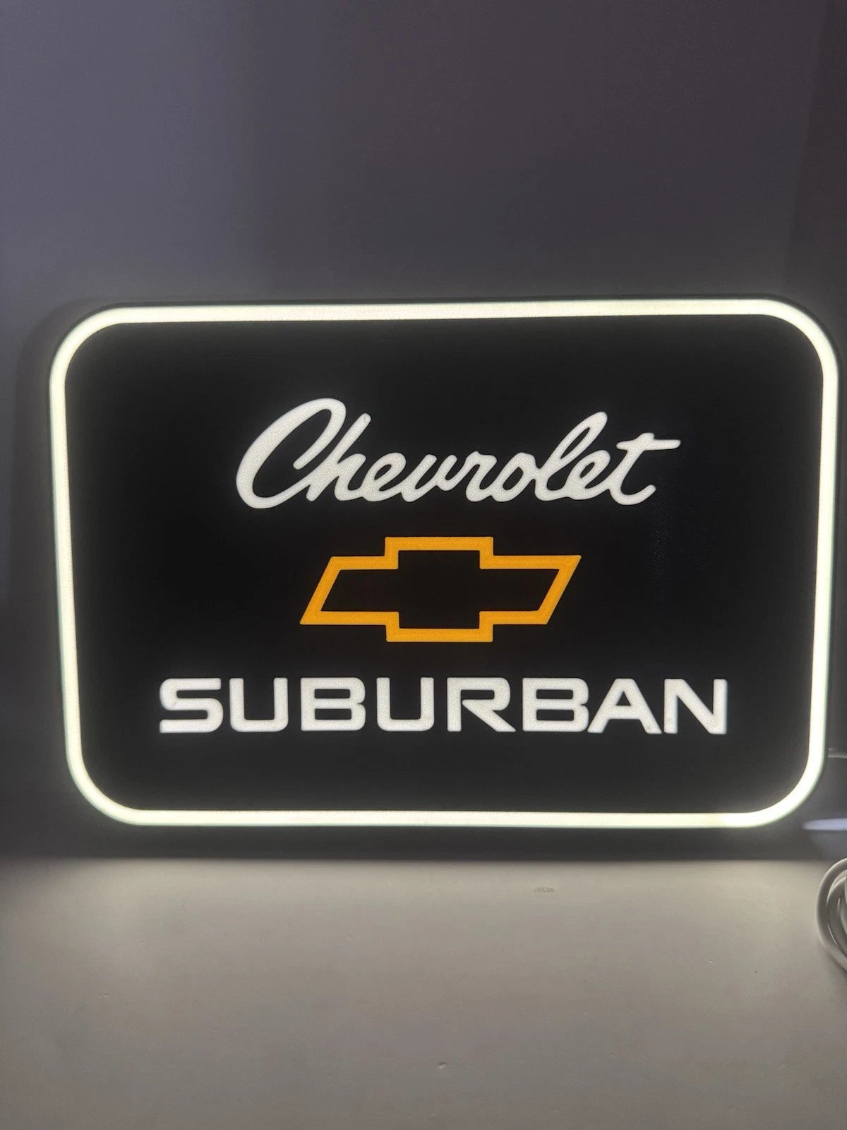 Chevrolet Chevy Suburban - Light Up LED Sign Gold - Corvette Silverado Camero