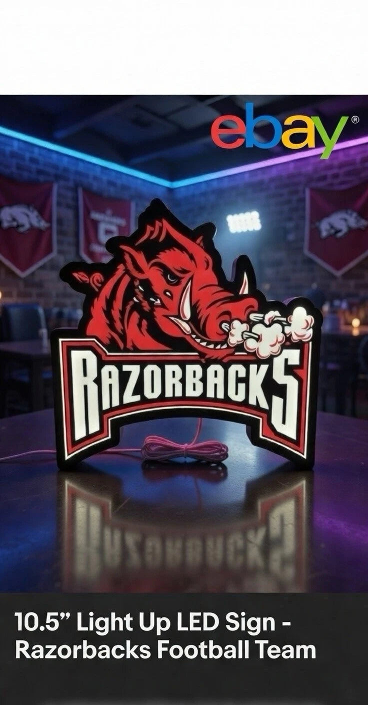 Razorbacks Football Light Up LED Sign