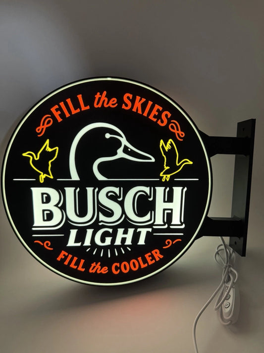 Busch Lite Ducks Unlimited 13”  Pub Style Dual Side Light Up LED Sign Bar Garage