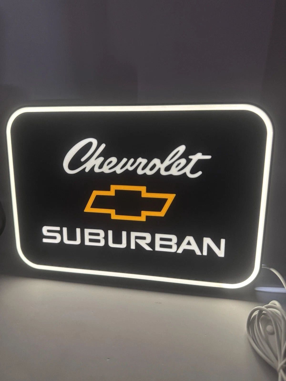 Chevrolet Chevy Suburban - Light Up LED Sign Gold - Corvette Silverado Camero